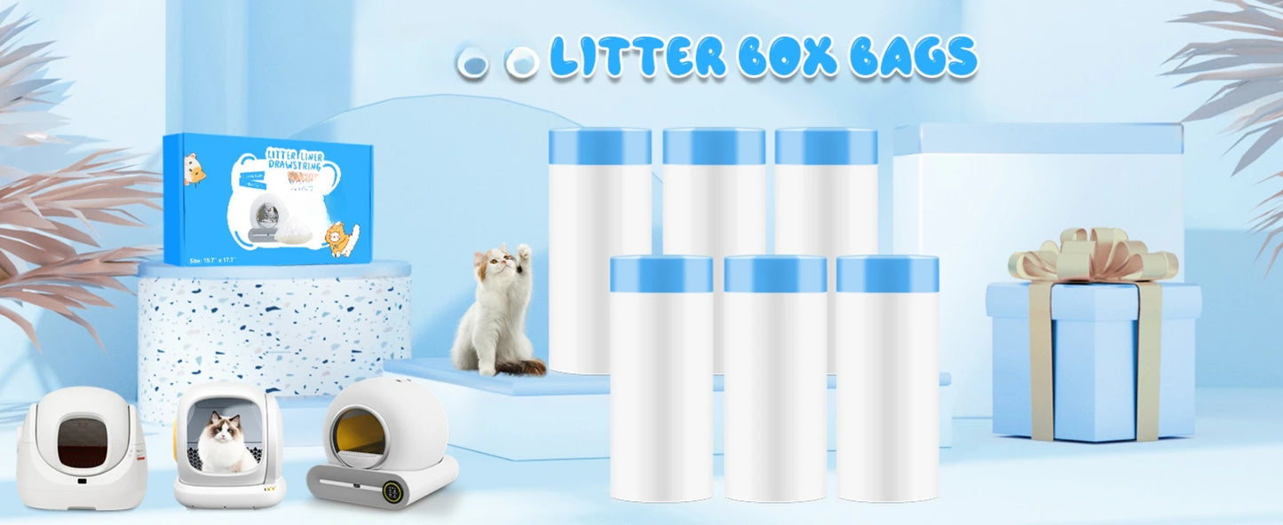 90 Count Cat Litter Bags for Automatic Litter Box Extra-Thick Cat Litter Box Liners for MeoWant/catlink/Tonepie Toilette