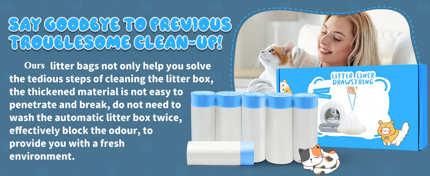 90 Count Cat Litter Bags for Automatic Litter Box Extra-Thick Cat Litter Box Liners for MeoWant/catlink/Tonepie Toilette