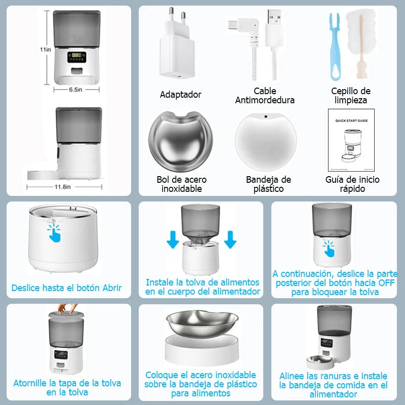 4L Automatic Pet Feeder Cat Food Dispenser Timed and Quantitative Insect and Moisture Resistant Feeding Machine No Food Jamming