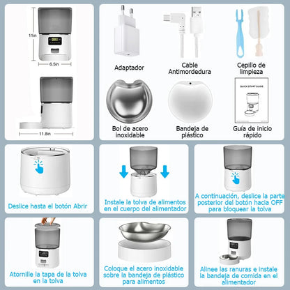 4L Automatic Pet Feeder Cat Food Dispenser Timed and Quantitative Insect and Moisture Resistant Feeding Machine No Food Jamming