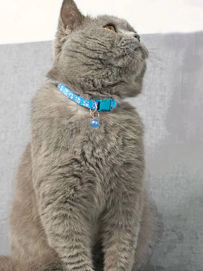 Fashion Pet Cats Collar Colorful Pattern Cute Bell Adjustable Collars For Cats Kitten DIY Ring Necklace Pet Accessories