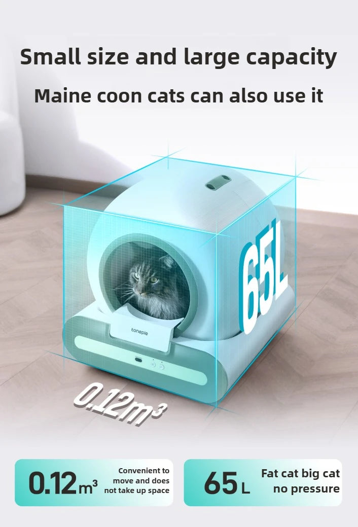 NEW Tonepie 65L Smart Cat Litter Box APP-controlled toilet Wi-Fi-connected,large-capacity,self-cleaning cat litter box EU STOCK