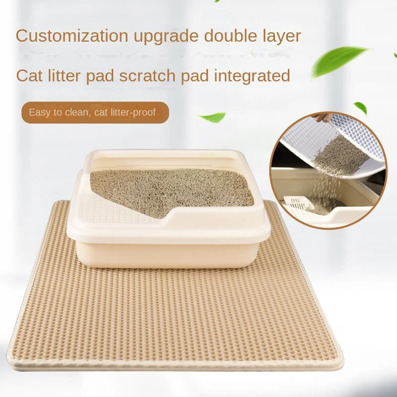 Double Layer Cat Litter Mat EVA Waterproof Cat Toilet Rug Litter Tray Sandboxes for Cat Litter Carpet Cat Litter Box Accessories