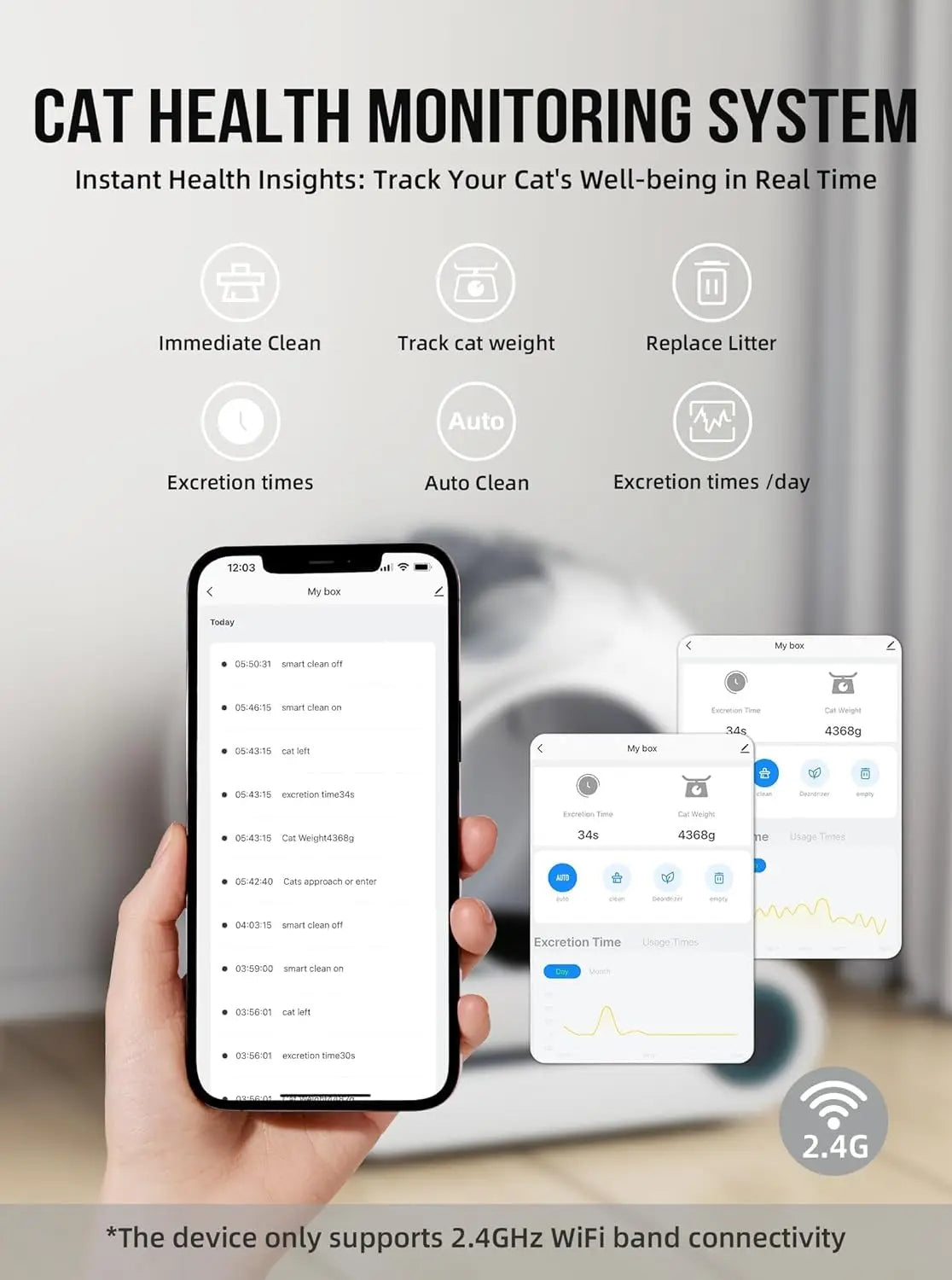 Tonepie 65L Automatic Smart Cat Litter Box Self Cleaning Fully Enclosed Cat Litter Box Pet Toilet Litter Tray