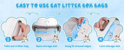 90 Count Cat Litter Bags for Automatic Litter Box Extra-Thick Cat Litter Box Liners for MeoWant/catlink/Tonepie Toilette