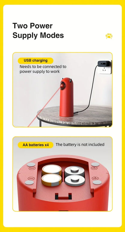 Automatic Laser Cat Toy，Multi-level rotation adjustment speed mode indoor interactive game，Does not include batteries