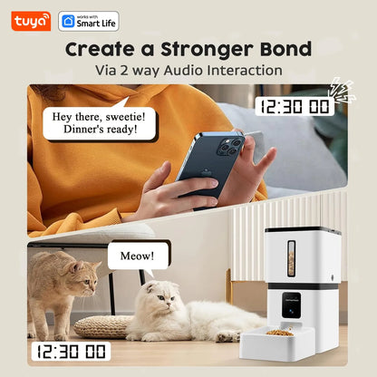 Tuya Smart Cat Food Dispenser Dog Feeder with Camera 5G WiFi 8L Motion Detection HD Video 2-Way Audio Timed Pet Feeder