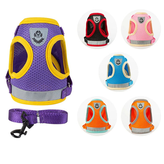 Dog Harness Vest Set for Small Medium Dog Harness Leash Puppy Cat Vest Harness Puppy Pet Kitten Leads Reflective Cats Collar