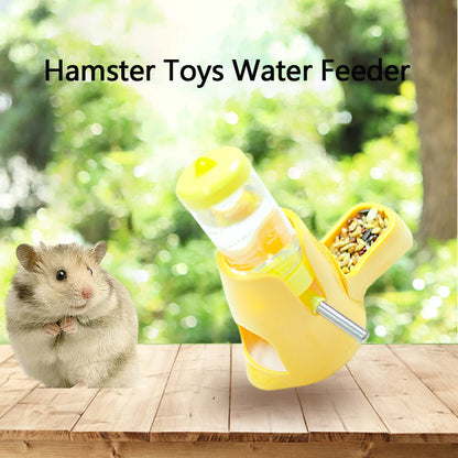 Hamster Water Feeder Small Animal Automatic Dispenser Drinking Water Bottle Bowls Dish with Food Container for Guinea Pig Rat
