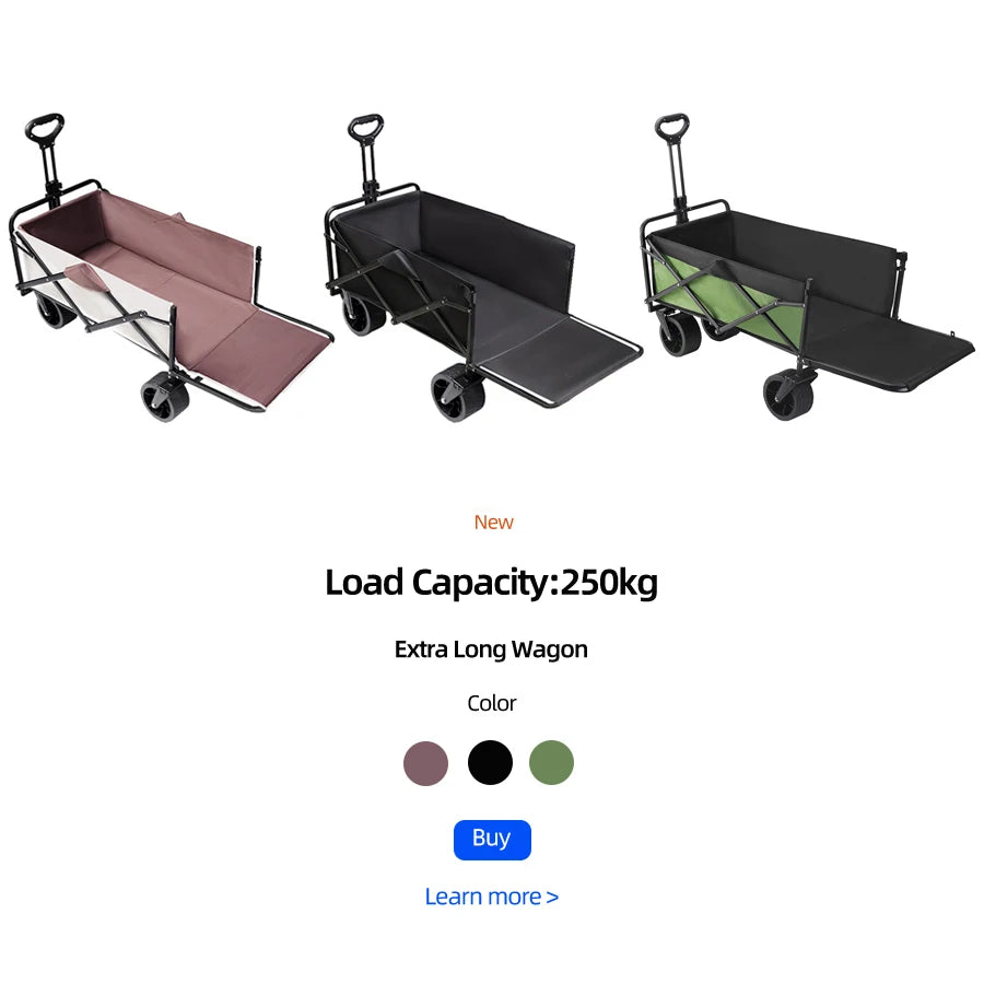 Collapsible Folding Utility Beach Wagon Cart Heavy Duty Large Capacity Fold Wagon Outdoor Trolley Portable Camping Cart Table