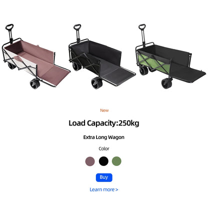 Collapsible Folding Utility Beach Wagon Cart Heavy Duty Large Capacity Fold Wagon Outdoor Trolley Portable Camping Cart Table