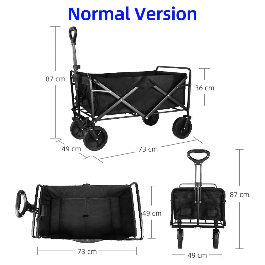 Collapsible Folding Utility Beach Wagon Cart Heavy Duty Large Capacity Fold Wagon Outdoor Trolley Portable Camping Cart Table