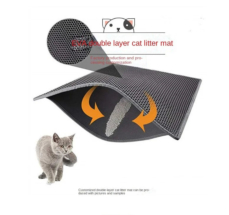 Double Layer Cat Litter Mat EVA Waterproof Cat Toilet Rug Litter Tray Sandboxes for Cat Litter Carpet Cat Litter Box Accessories