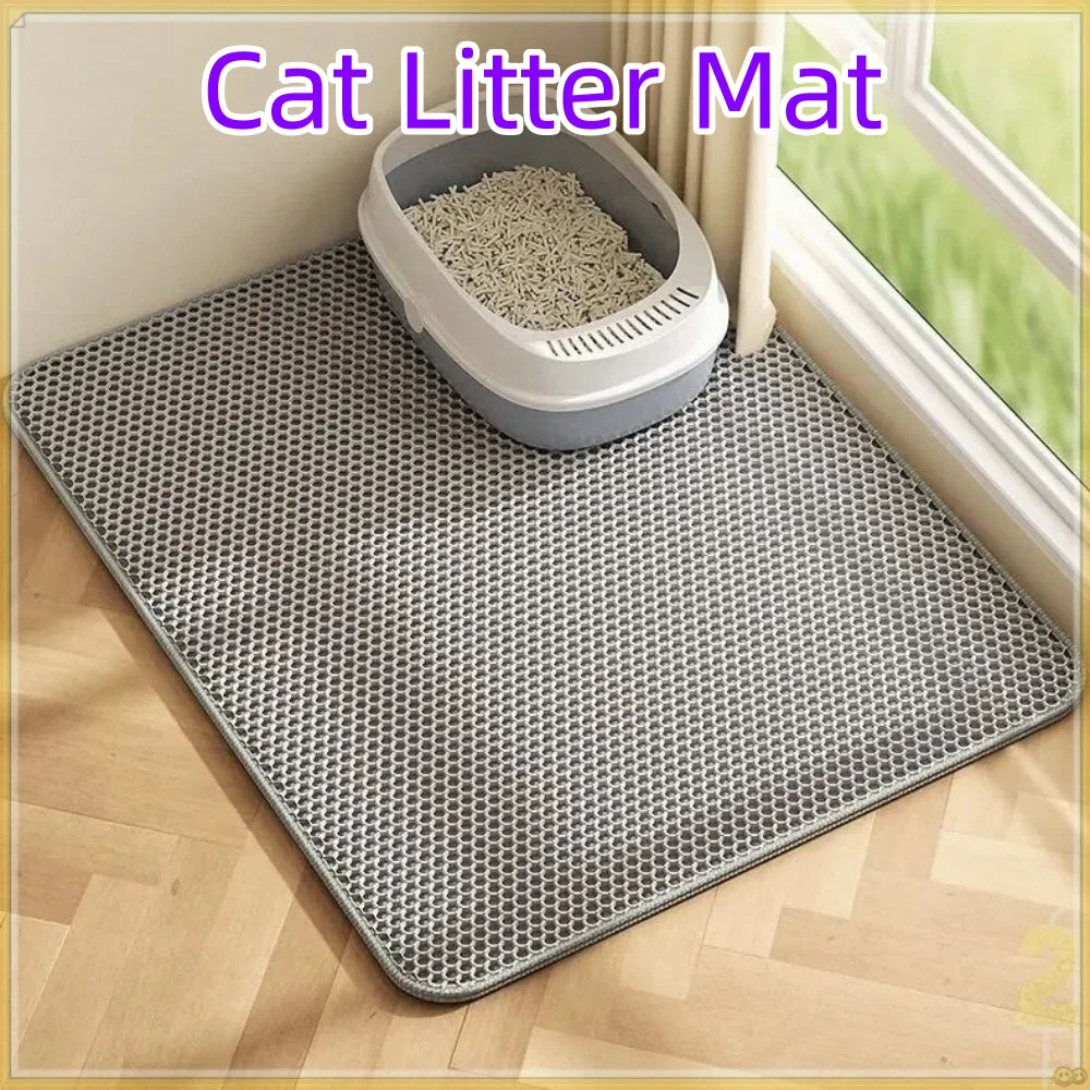 Premium Large Cat Litter Mat 90x60CM Waterproof Double Layer Litter Trapper Non-Slip Washable Pet Toilet Pad Sand Control
