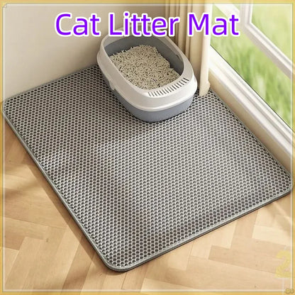 Premium Large Cat Litter Mat 90x60CM Waterproof Double Layer Litter Trapper Non-Slip Washable Pet Toilet Pad Sand Control
