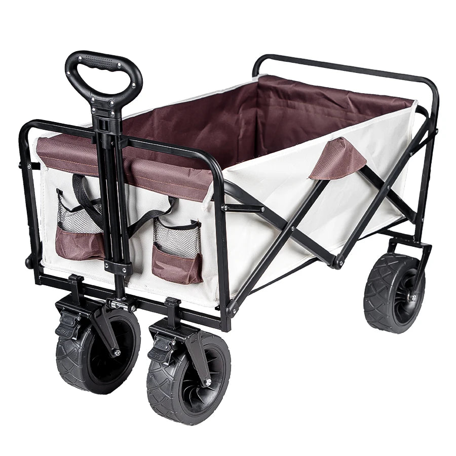 Collapsible Folding Utility Beach Wagon Cart Heavy Duty Large Capacity Fold Wagon Outdoor Trolley Portable Camping Cart Table