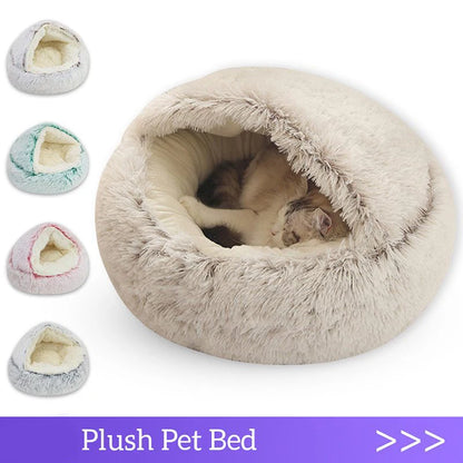 Soft Plush Pet Bed with Cover Round Cat Bed Pet Mattress Warm   Cat Dog  Sleeping Nest Cave for Small Dogs kitten