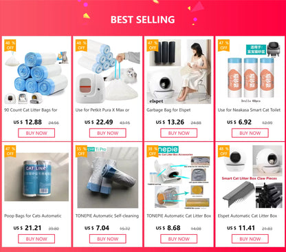 90 Count Cat Litter Bags for Automatic Litter Box Extra-Thick Cat Litter Box Liners for MeoWant/catlink/Tonepie Toilette