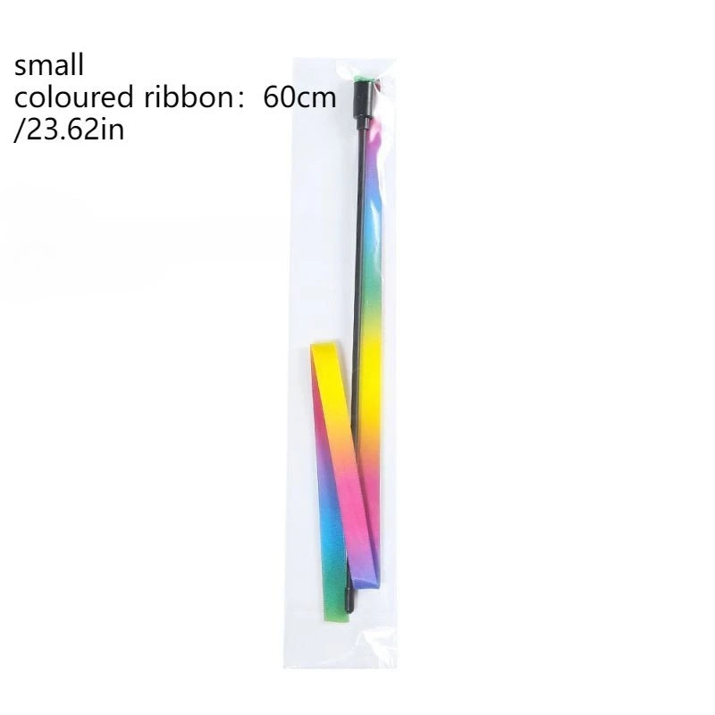 Double-sided Rainbow Ribbon Tease Cat Stick Pet Cat Toy Interactive Toy Cat Teasing Stick Pet Toys Cat Toys Interactive