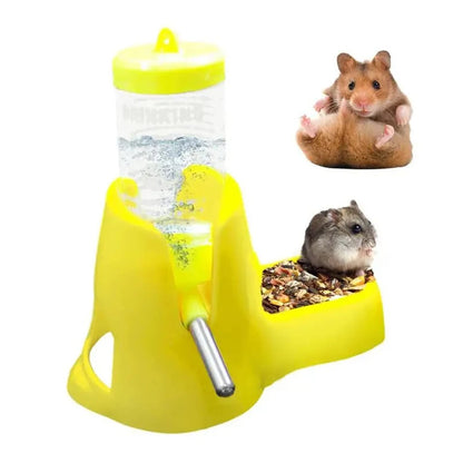 Hamster Water Feeder Small Animal Automatic Dispenser Drinking Water Bottle Bowls Dish with Food Container for Guinea Pig Rat