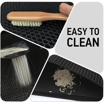 Double Layer Cat Litter Mat with Waterproof Non-Slip Washable Pet Litter Box Mat Sand Trapper Clean Pad Durable Bed Mat