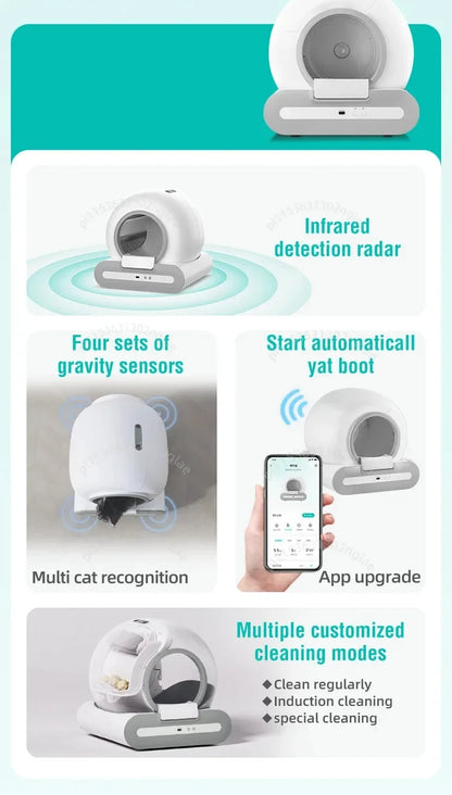 APP-controlled Smart Litter Box Automatic Cleaning Litter Box Multi-function Cat Toilet 65L Large Capacity Pet Supplies