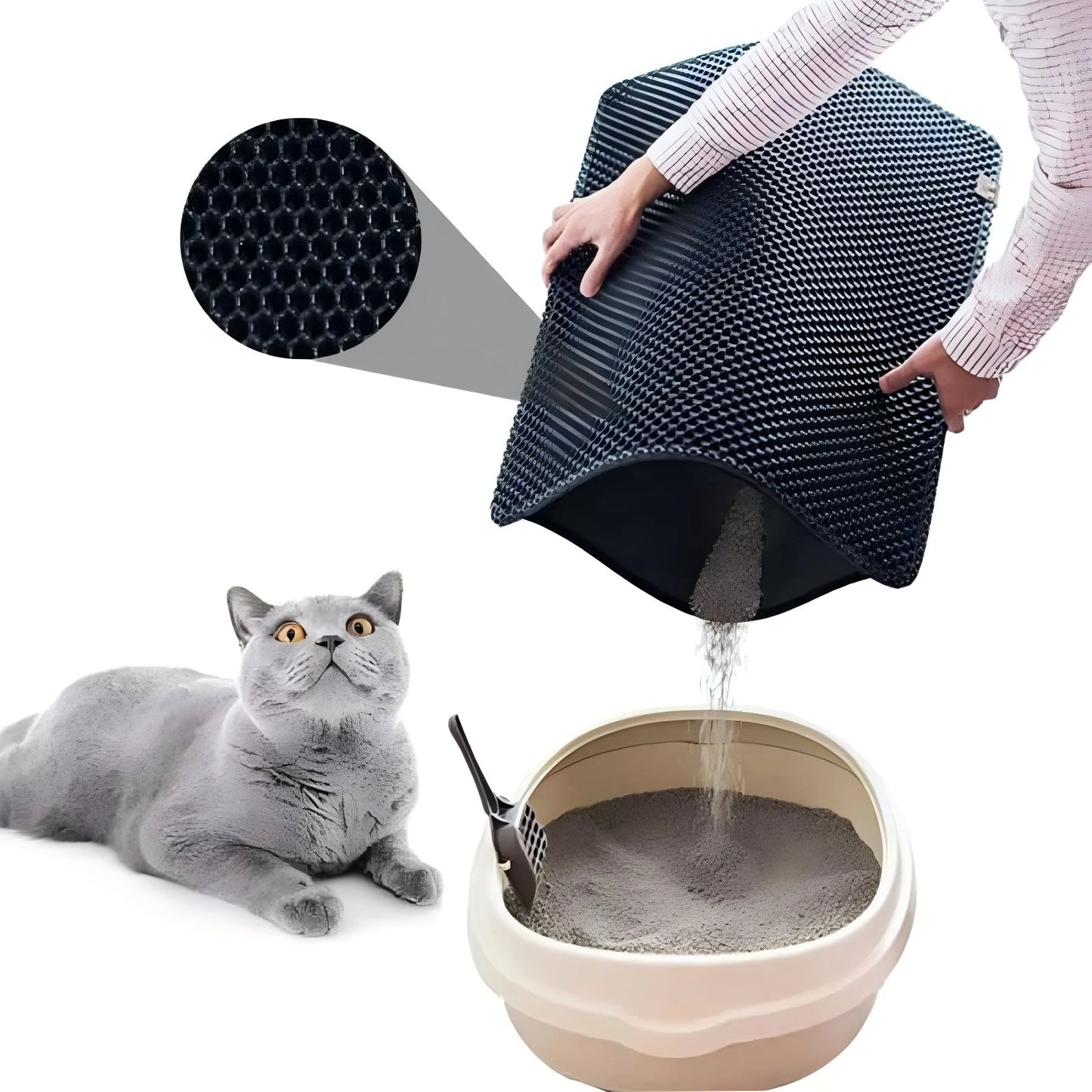 Double Layer Cat Litter Mat with Waterproof Non-Slip Washable Pet Litter Box Mat Sand Trapper Clean Pad Durable Bed Mat