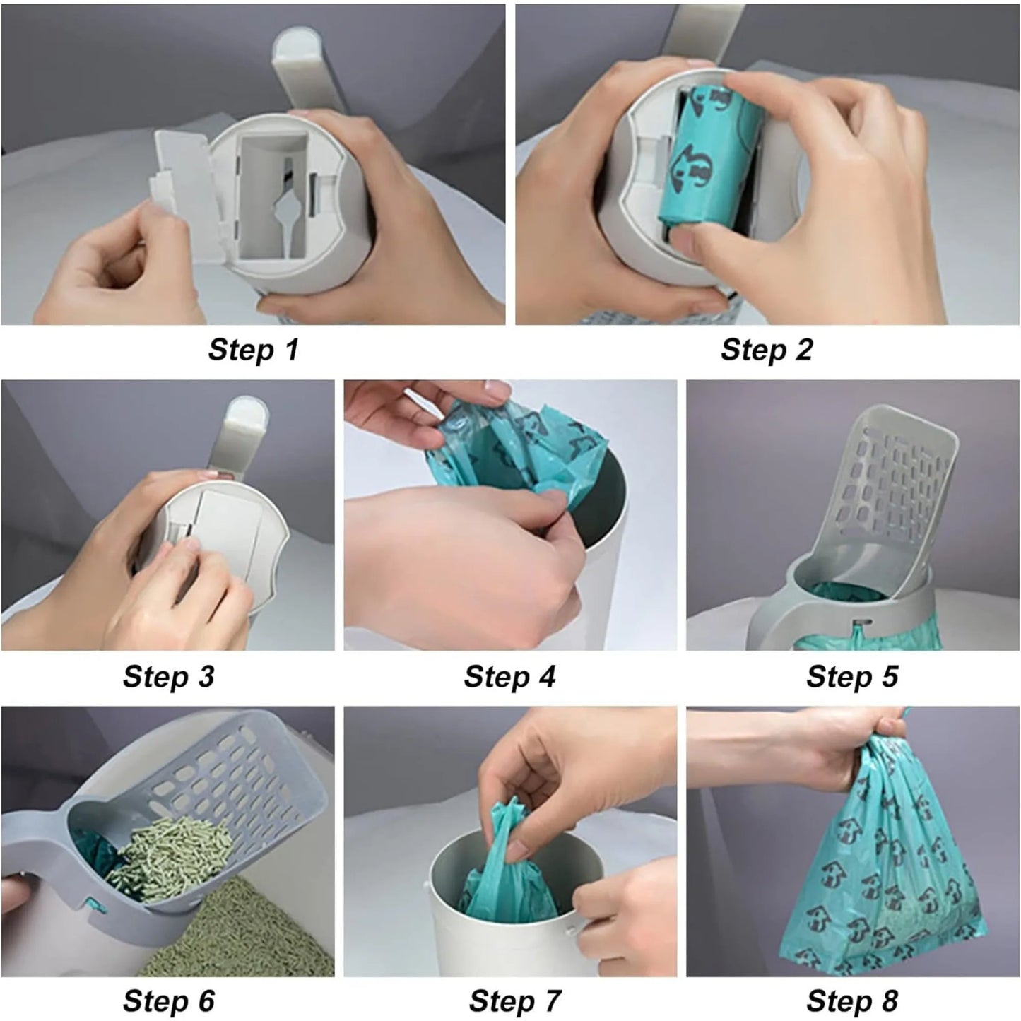 Cat Litter Scoop Shovel For Pet Filter Clean Toilet Garbage Picker Holder Integrated Detachable  Pet Supplies with Refill Bag