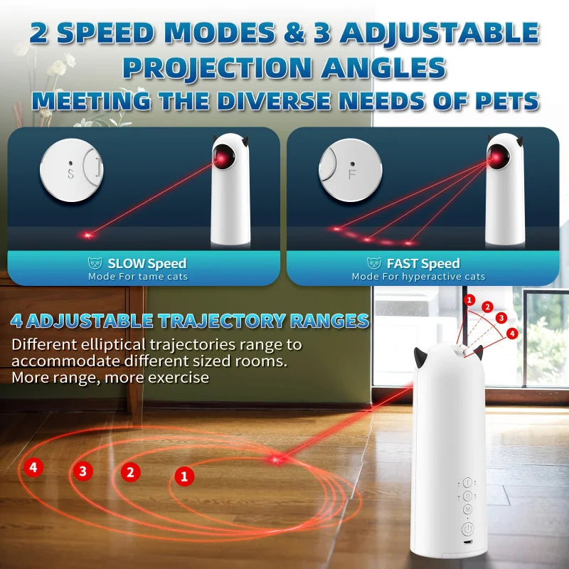 Automatic Laser Cat Toy，Multi-level rotation adjustment speed mode indoor interactive game，Does not include batteries