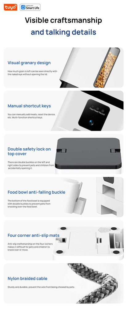 Tuya Smart Cat Food Dispenser Dog Feeder with Camera 5G WiFi 8L Motion Detection HD Video 2-Way Audio Timed Pet Feeder