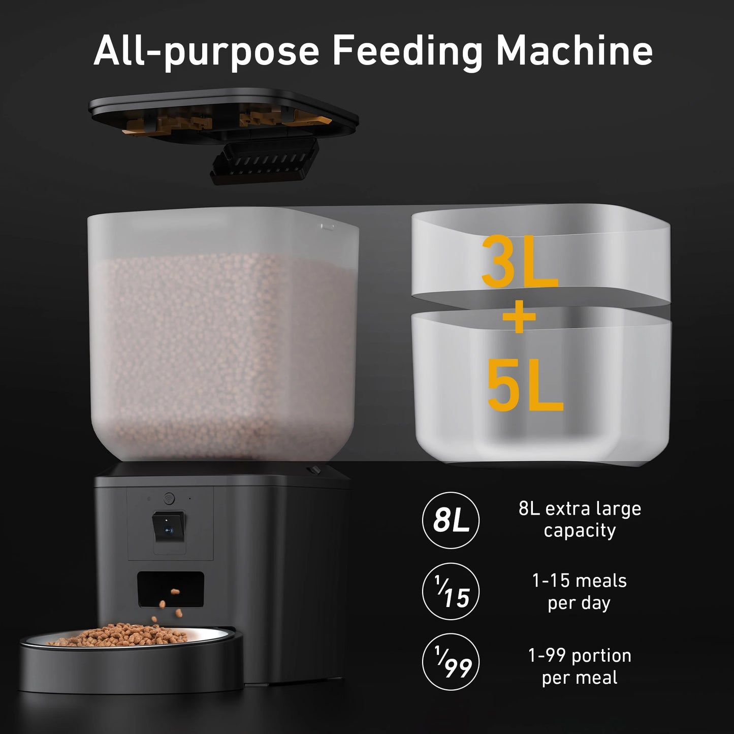 Furpipi 8L Smart Automatic Cat Feeders with 1080P HD Camera 5G WiFi Pet Feeder Tuya APP Control Automatic Cat Dog Food Dispenser