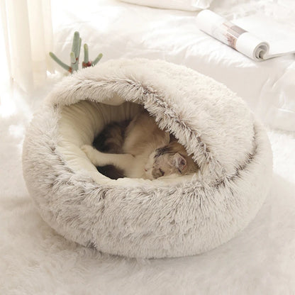 Soft Plush Pet Bed with Cover Round Cat Bed Pet Mattress Warm   Cat Dog  Sleeping Nest Cave for Small Dogs kitten