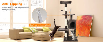 Passerscat Cat Trees Cat Climbing Frame For Indoor Cats Multi-Level With Scratching Posts Cat Tower Padded Top Perches and Condo