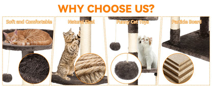 Passerscat Cat Trees Cat Climbing Frame For Indoor Cats Multi-Level With Scratching Posts Cat Tower Padded Top Perches and Condo