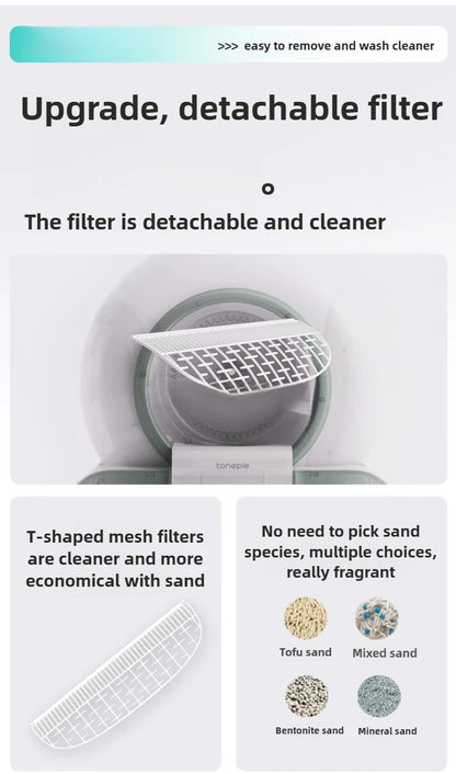 NEW Tonepie 65L Smart Cat Litter Box APP-controlled toilet Wi-Fi-connected,large-capacity,self-cleaning cat litter box EU STOCK