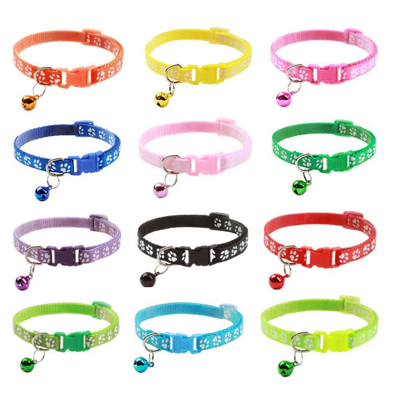 Fashion Pet Cats Collar Colorful Pattern Cute Bell Adjustable Collars For Cats Kitten DIY Ring Necklace Pet Accessories