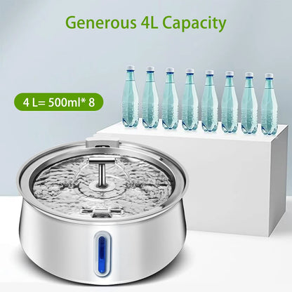 4L Cat Drinking Fountain Automatic Stainless Steel Pet Cats Water Dispenser Ultra-quiet Pump Drink Foutain For Multiple Pets