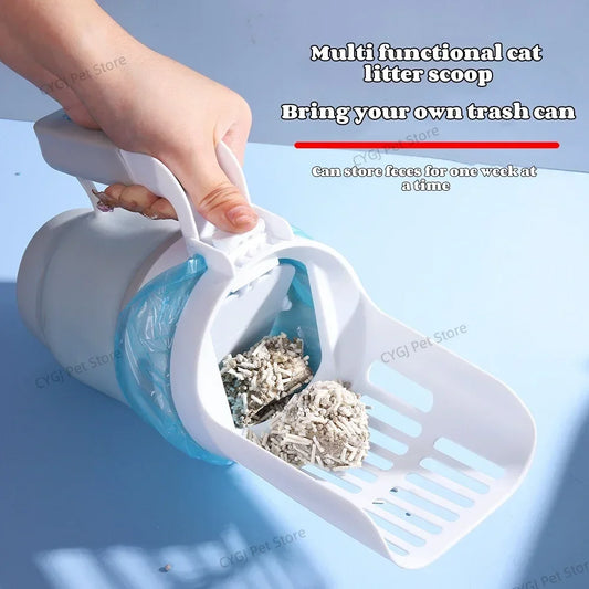 Cat Litter Shovel Scoop with Built-in Garbage Bag For Pet Filter Clean Toilet Garbage Picker Cat Supplies Self Cleaning