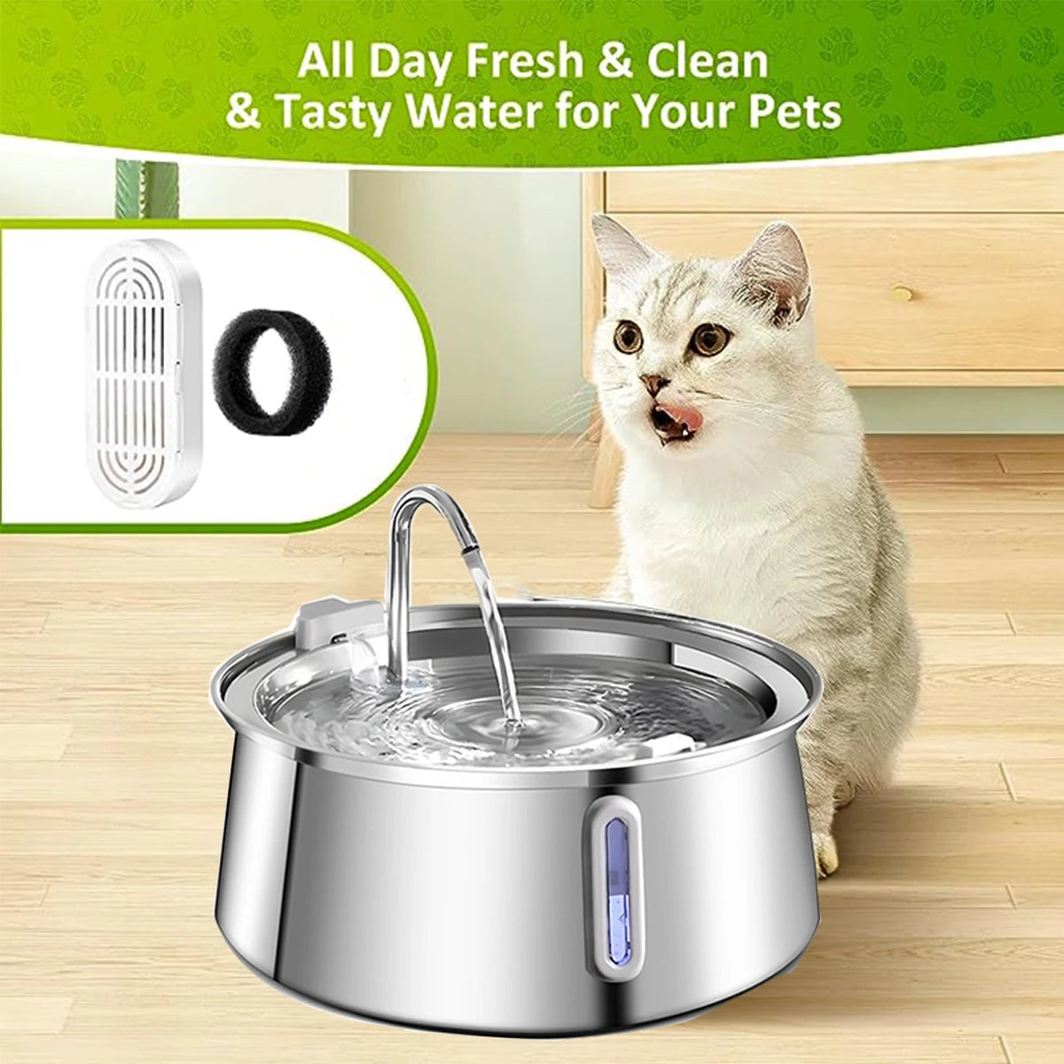 4L Cat Drinking Fountain Automatic Stainless Steel Pet Cats Water Dispenser Ultra-quiet Pump Drink Foutain For Multiple Pets