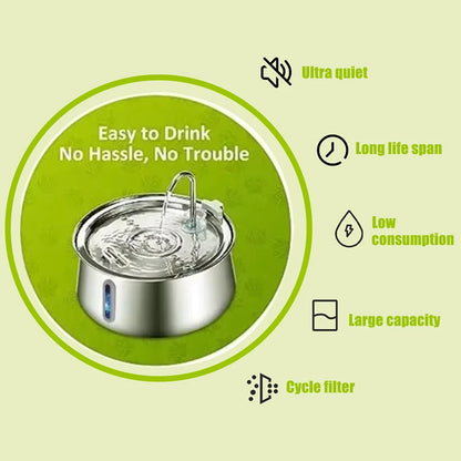 4L Cat Drinking Fountain Automatic Stainless Steel Pet Cats Water Dispenser Ultra-quiet Pump Drink Foutain For Multiple Pets