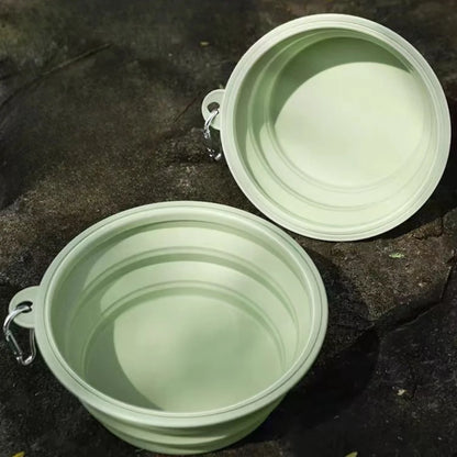 2pcs Collapsible Pet Silicone Dog Food Water Bowl Outdoor Camping Travel Portable Folding Supplies Dishes with Carabiner