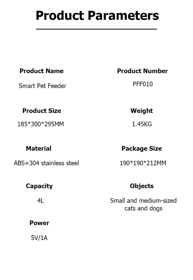 4L Automatic Pet Feeder Cat Food Dispenser Timed and Quantitative Insect and Moisture Resistant Feeding Machine No Food Jamming