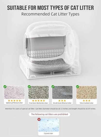 Tonepie 65L Automatic Smart Cat Litter Box Self Cleaning Fully Enclosed Cat Litter Box Pet Toilet Litter Tray