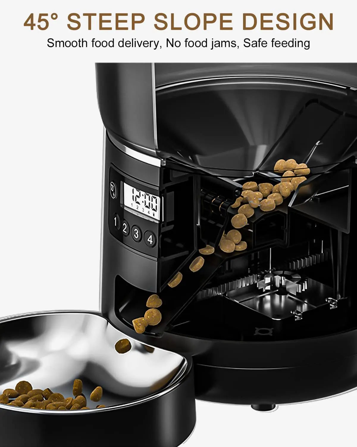 4L Automatic Pet Feeder Cat Food Dispenser Timed and Quantitative Insect and Moisture Resistant Feeding Machine No Food Jamming