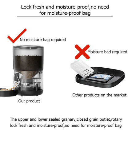 4L Automatic Pet Feeder Cat Food Dispenser Timed and Quantitative Insect and Moisture Resistant Feeding Machine No Food Jamming