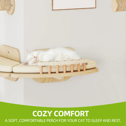 YITAHOME 7-Piece Wood Cat Climbing Wall - 3 Scratching Posts, 2 Platforms & 2 Stairs for Play/Sleep/Lounge