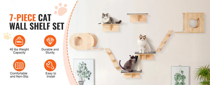 SucceBuy Wall Mounted Cat Shelves Cat Wall Shelves and Perches with Jumping Boards Hammocks & Cat Tree Cat Furniture and Shelves