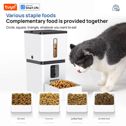 Tuya Smart Cat Food Dispenser Dog Feeder with Camera 5G WiFi 8L Motion Detection HD Video 2-Way Audio Timed Pet Feeder