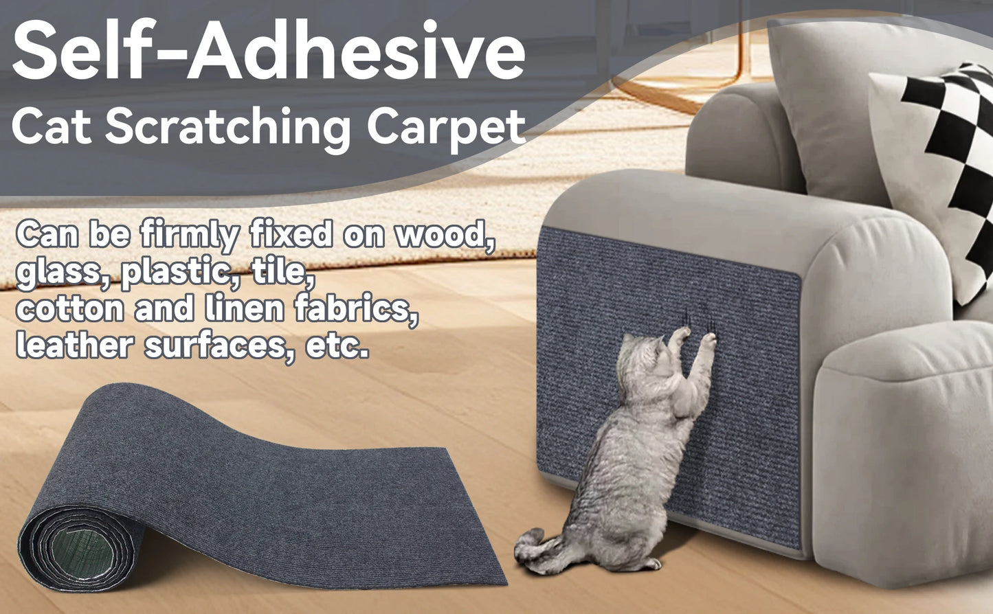 Self-Adhesive Anti Cat Scratch Sofa DIY Cats Scratch Protection Paws Sharpen Trimmable  Carpet Cats Scratch Board ﻿Roll Shipment