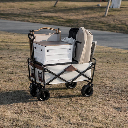 Collapsible Folding Utility Beach Wagon Cart Heavy Duty Large Capacity Fold Wagon Outdoor Trolley Portable Camping Cart Table